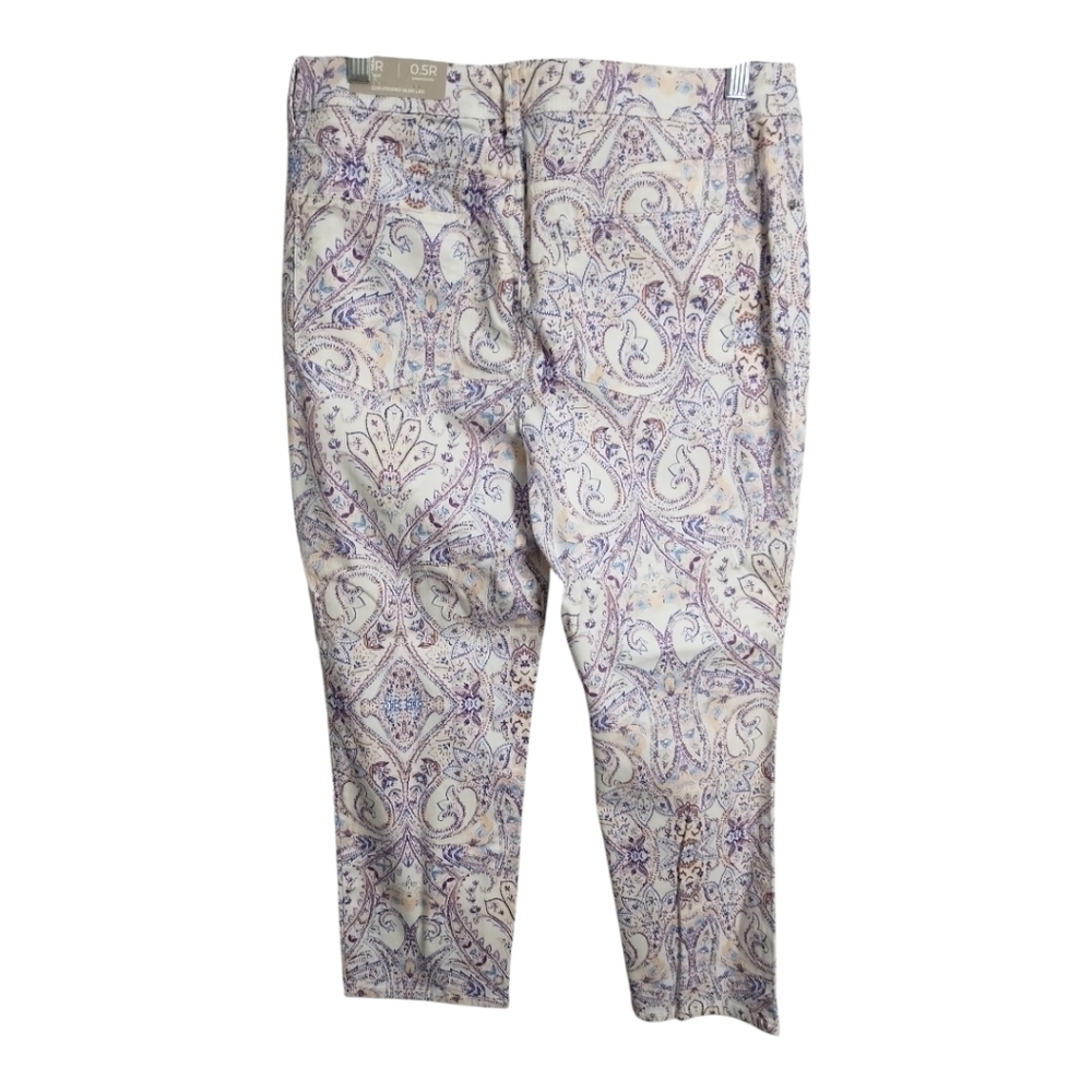 Chicos Girlfriend Sateen Paisley Slim Leg Crop Casual Office Preppy Party Pant 6 - Picture 2 of 10